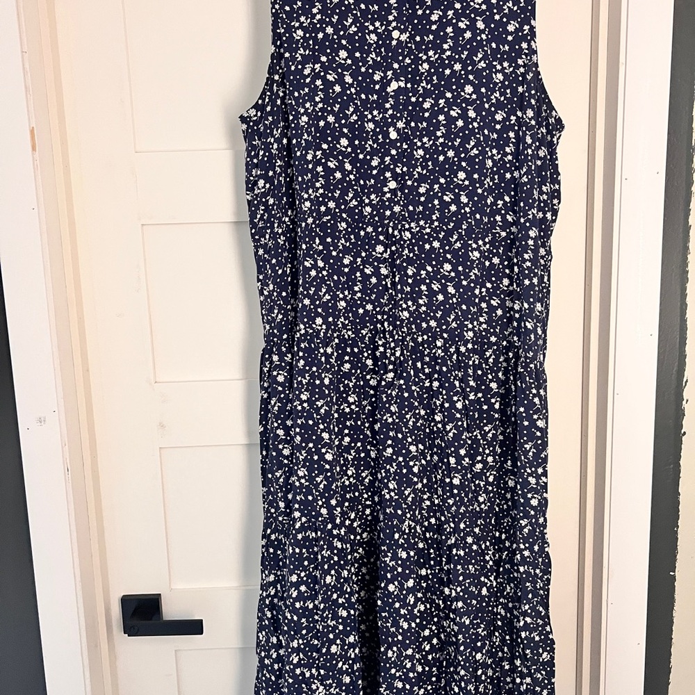 Chaps Navy Floral Maxi Dress